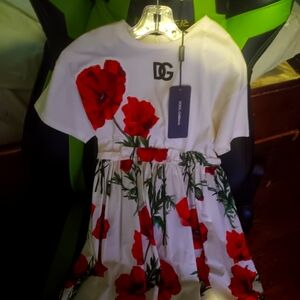 Dolce & Gabbana girls red floral dress